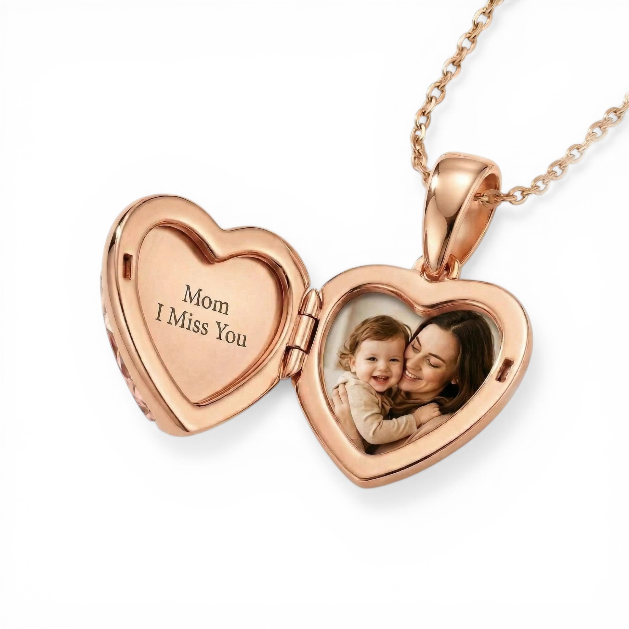 Customizable Photo with Pink Heart Cut S925 Silver Pendant Necklace