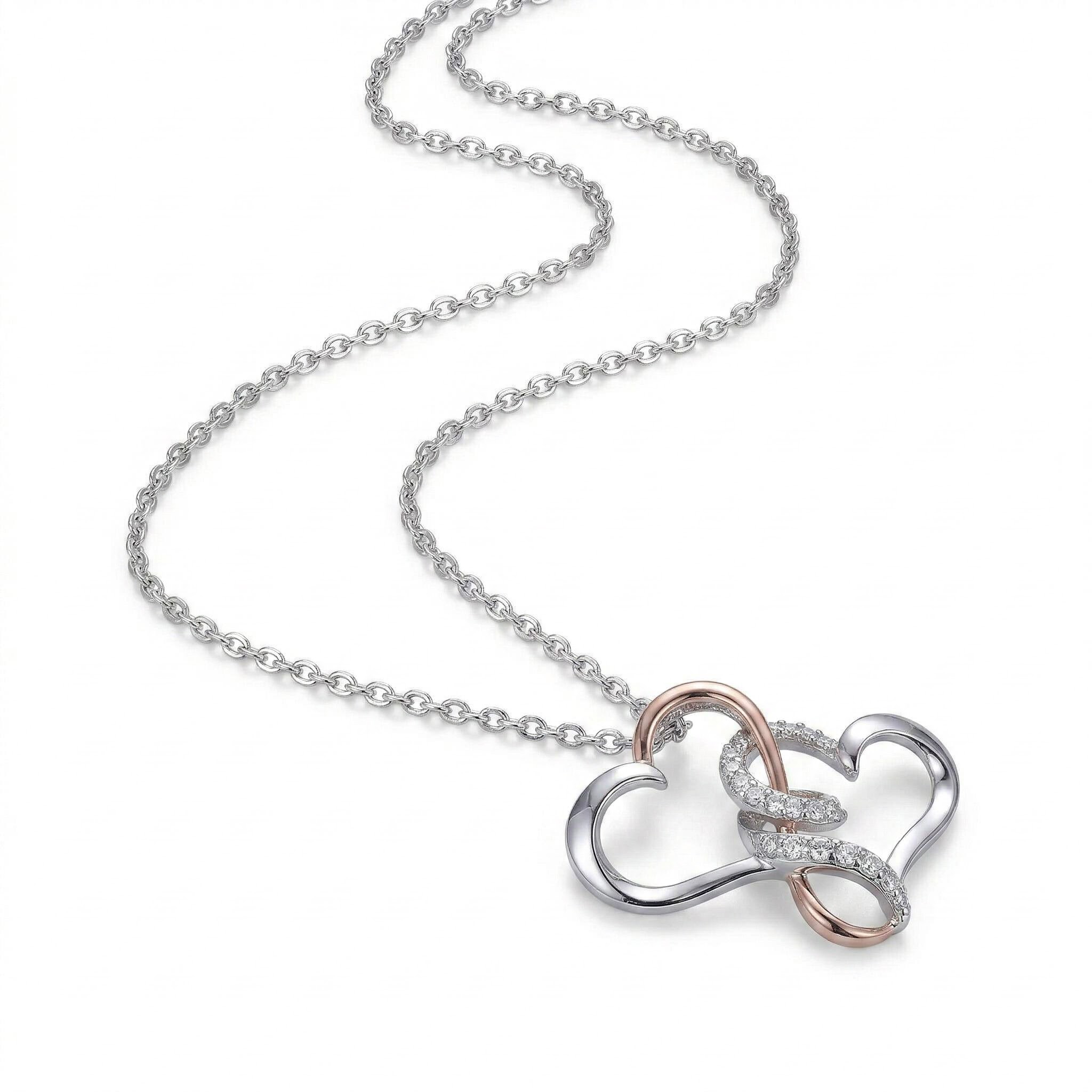 0.5 ct.tw. Two-tone Intertwined Hearts VVS Moissanite S925 Silver Pendant