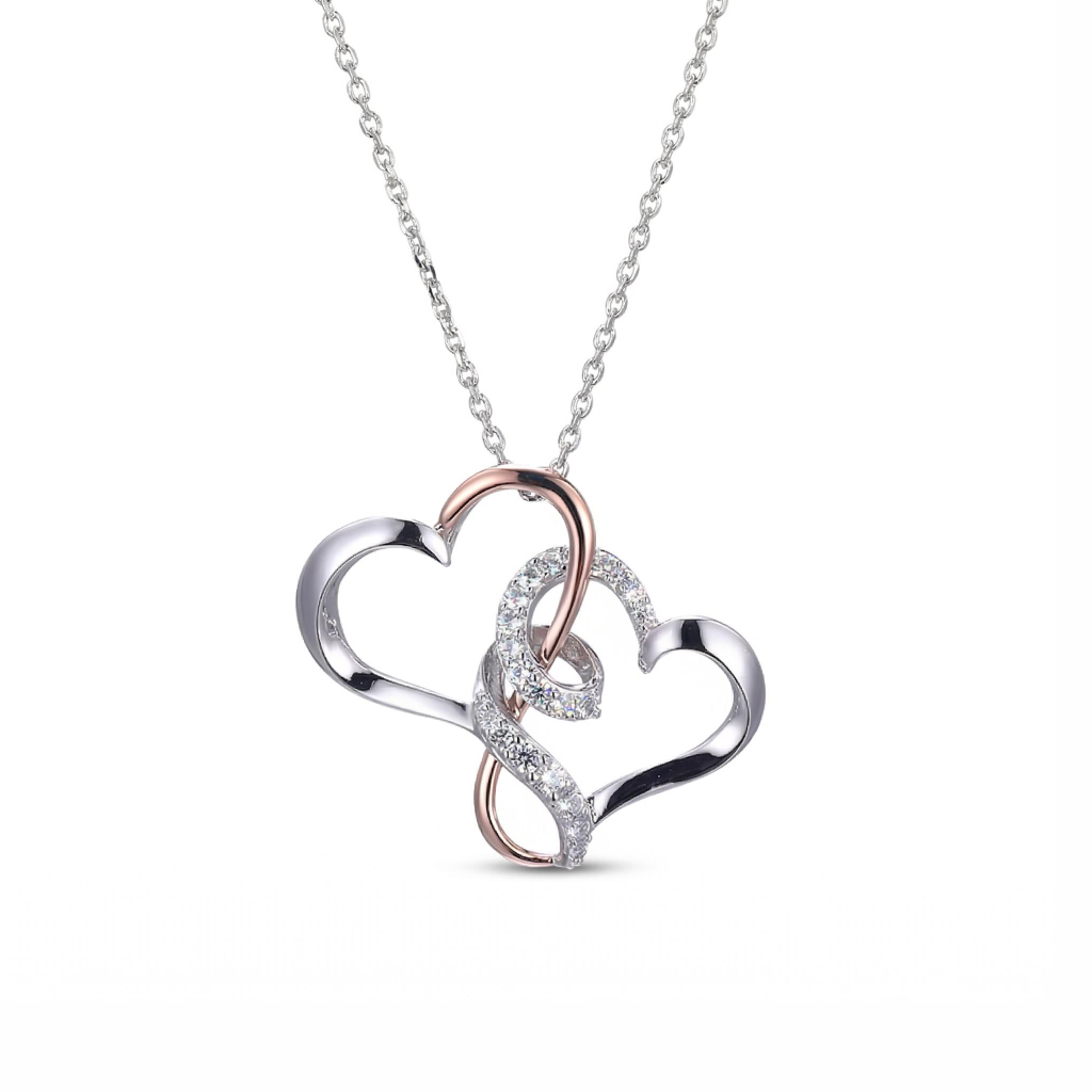 0.5 ct.tw. Two-tone Intertwined Hearts VVS Moissanite S925 Silver Pendant