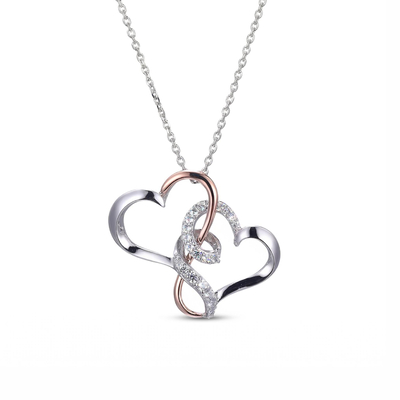 0.5 ct.tw. Two-tone Intertwined Hearts VVS Moissanite S925 Silver Pendant