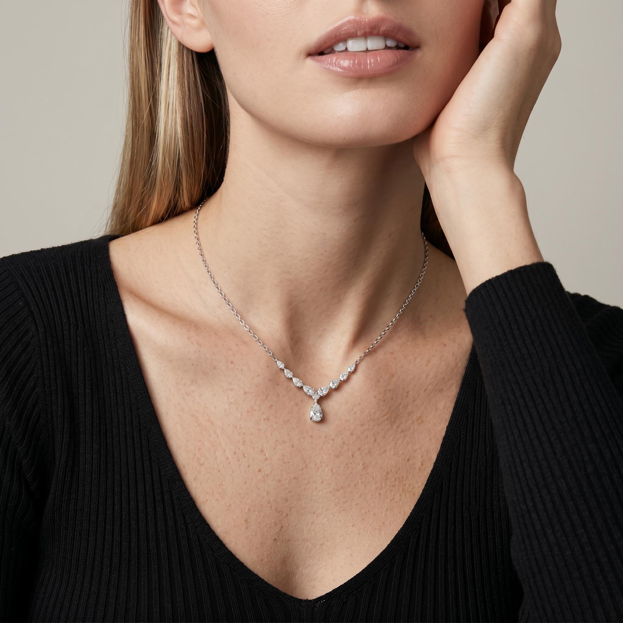 3.23 ct.tw. Chic Pear Cut Drop VVS Moissanite Necklace 3.23 ct.tw. Chic Pear Cut Drop VVS Moissanite Necklace