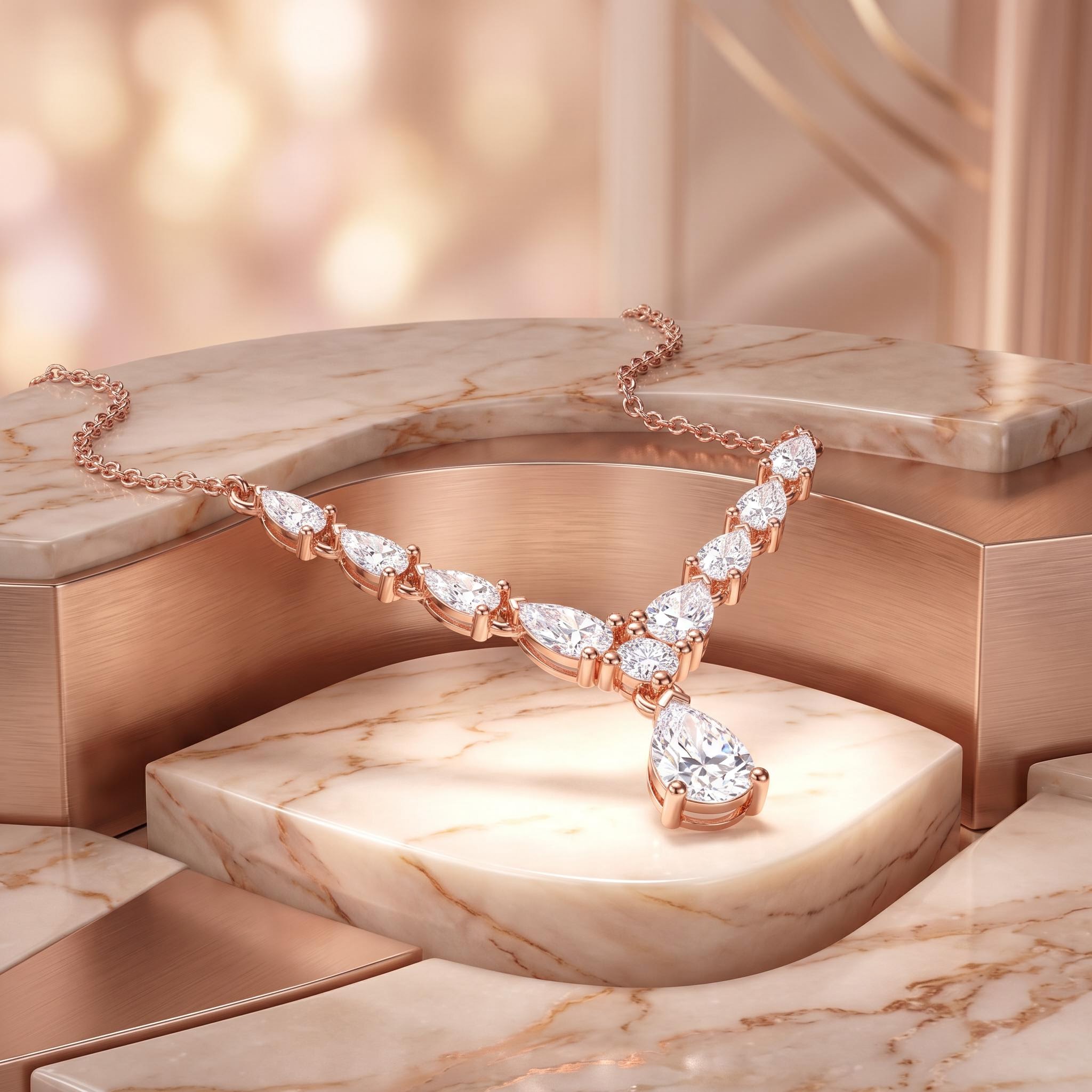 3.23 ct.tw. Chic Pear Cut Drop VVS Moissanite Necklace