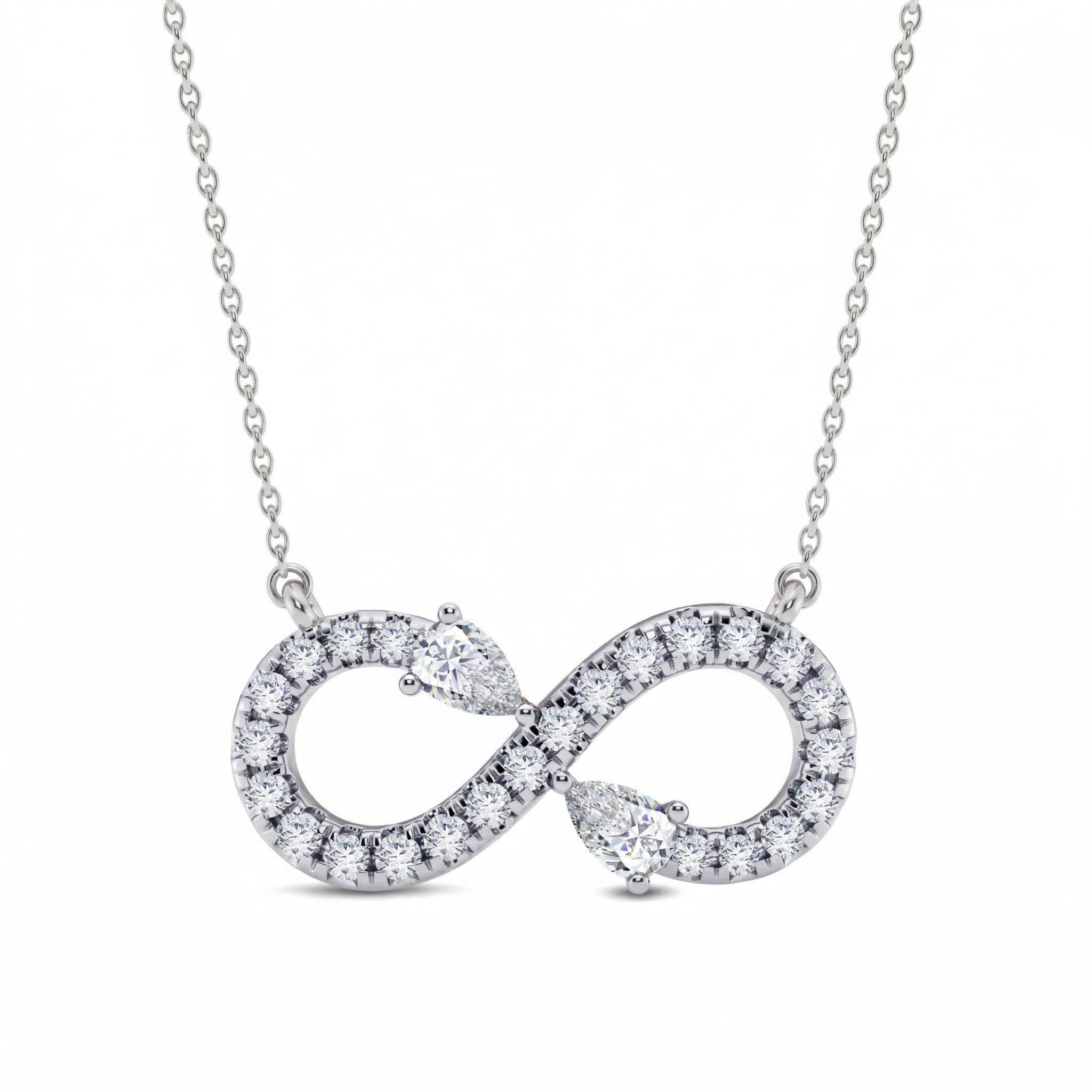 0.8 ct.tw. Infinity Pear Cut VVS Moissanite S925 Silver Pendant Necklace