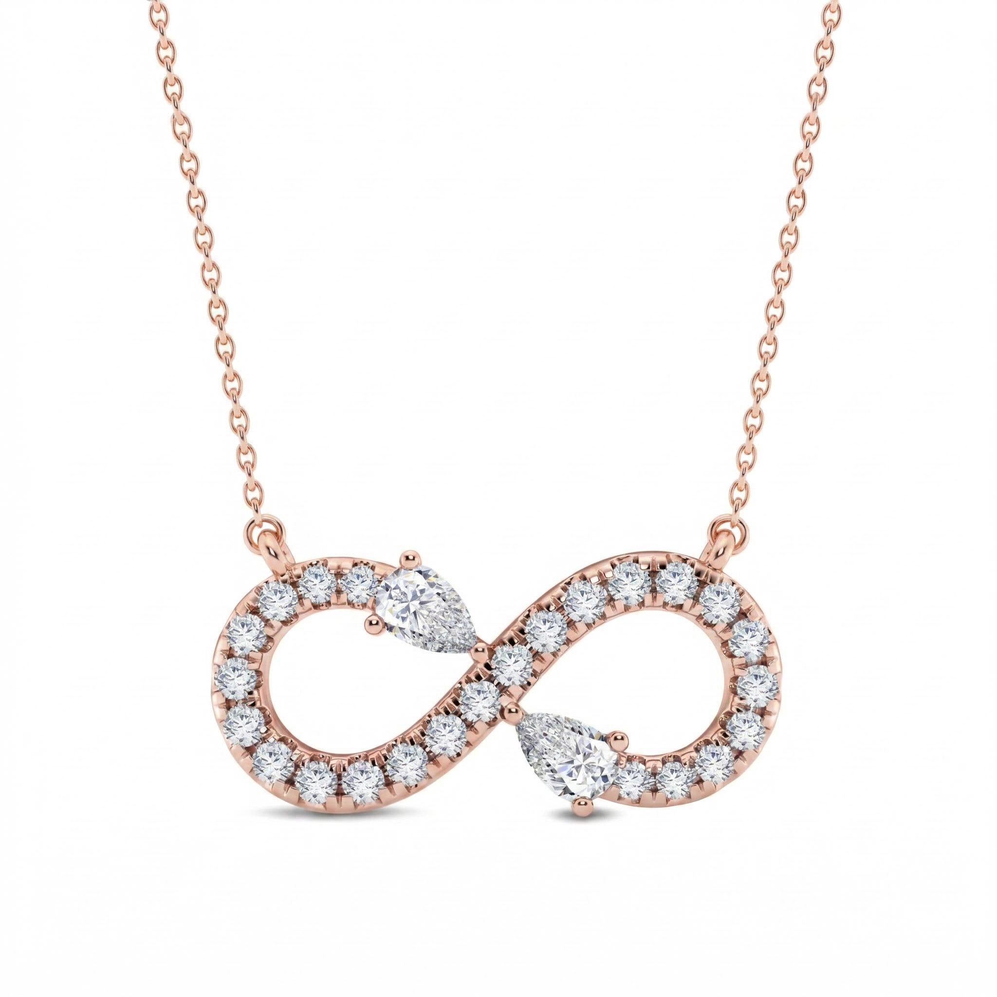 0.8 ct.tw. Infinity Pear Cut VVS Moissanite S925 Silver Pendant Necklace