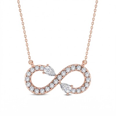 0.8 ct.tw. Infinity Pear Cut VVS Moissanite S925 Silver Pendant Necklace