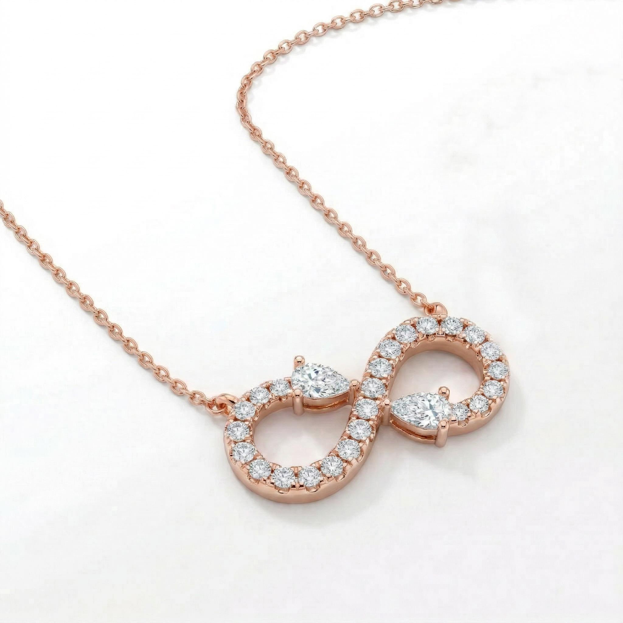 0.8 ct.tw. Infinity Pear Cut VVS Moissanite S925 Silver Pendant Necklace