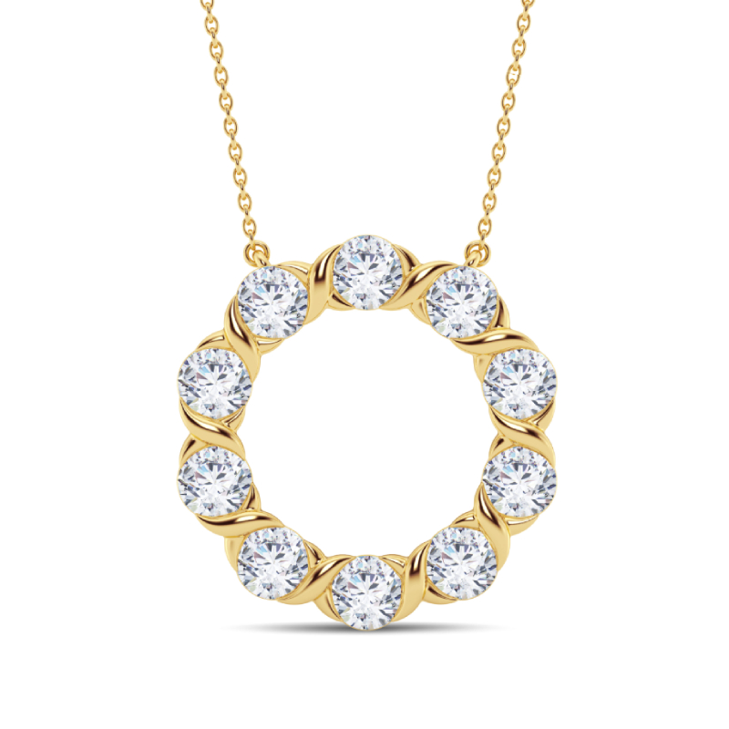 2.0 ct.tw. Wreath Round Cut VVS Moissanite S925 Silver Pendant Necklace