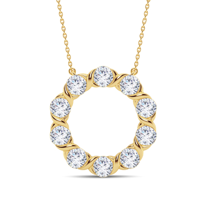 2.0 ct.tw. Wreath Round Cut VVS Moissanite S925 Silver Pendant Necklace