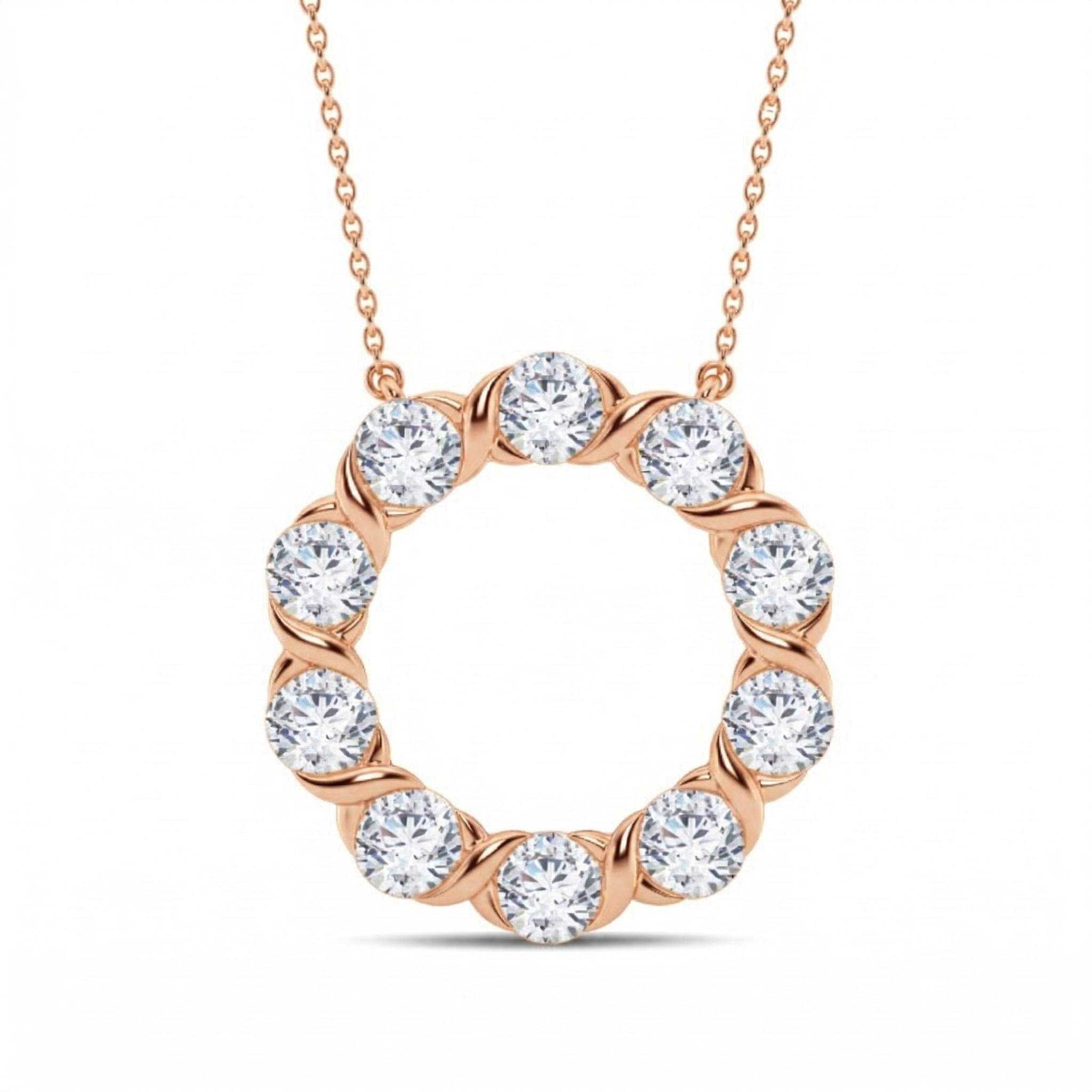 2.0 ct.tw. Wreath Round Cut VVS Moissanite S925 Silver Pendant Necklace