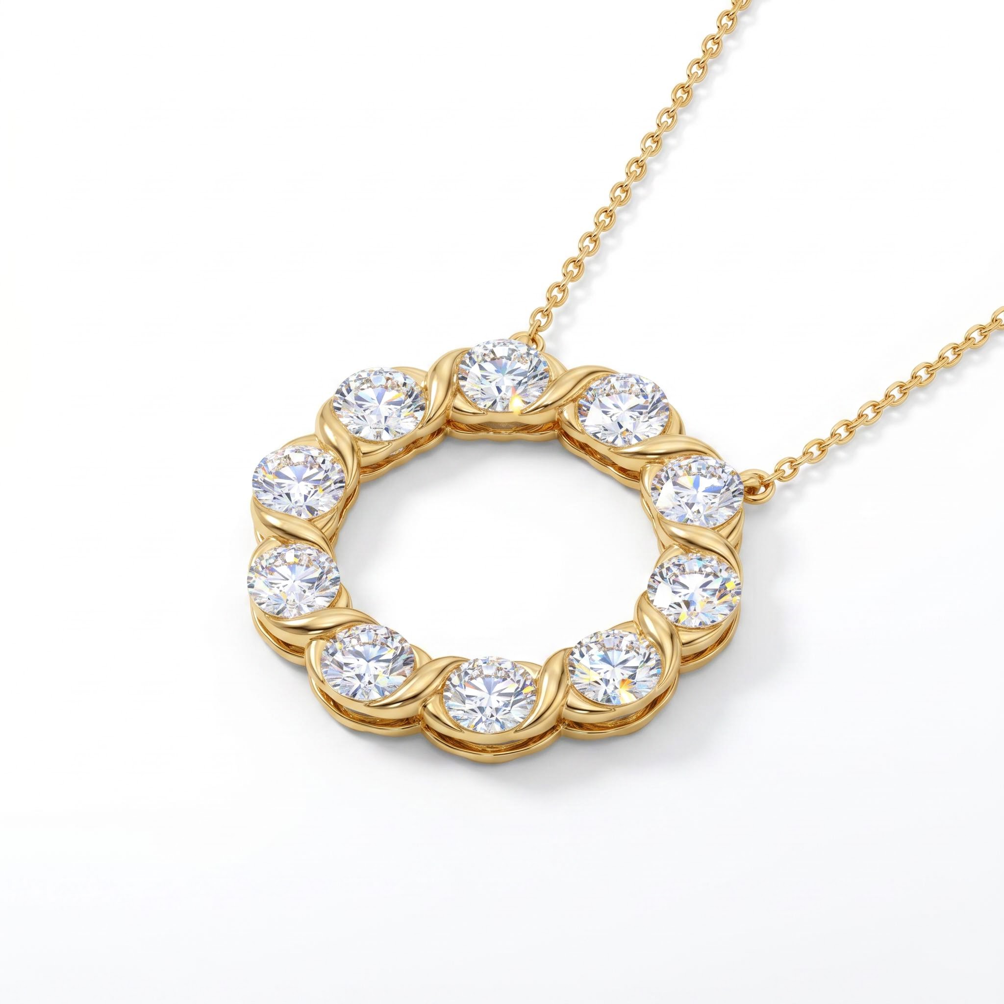 2.0 ct.tw. Wreath Round Cut VVS Moissanite S925 Silver Pendant Necklace