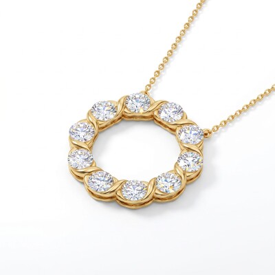 2.0 ct.tw. Wreath Round Cut VVS Moissanite S925 Silver Pendant Necklace