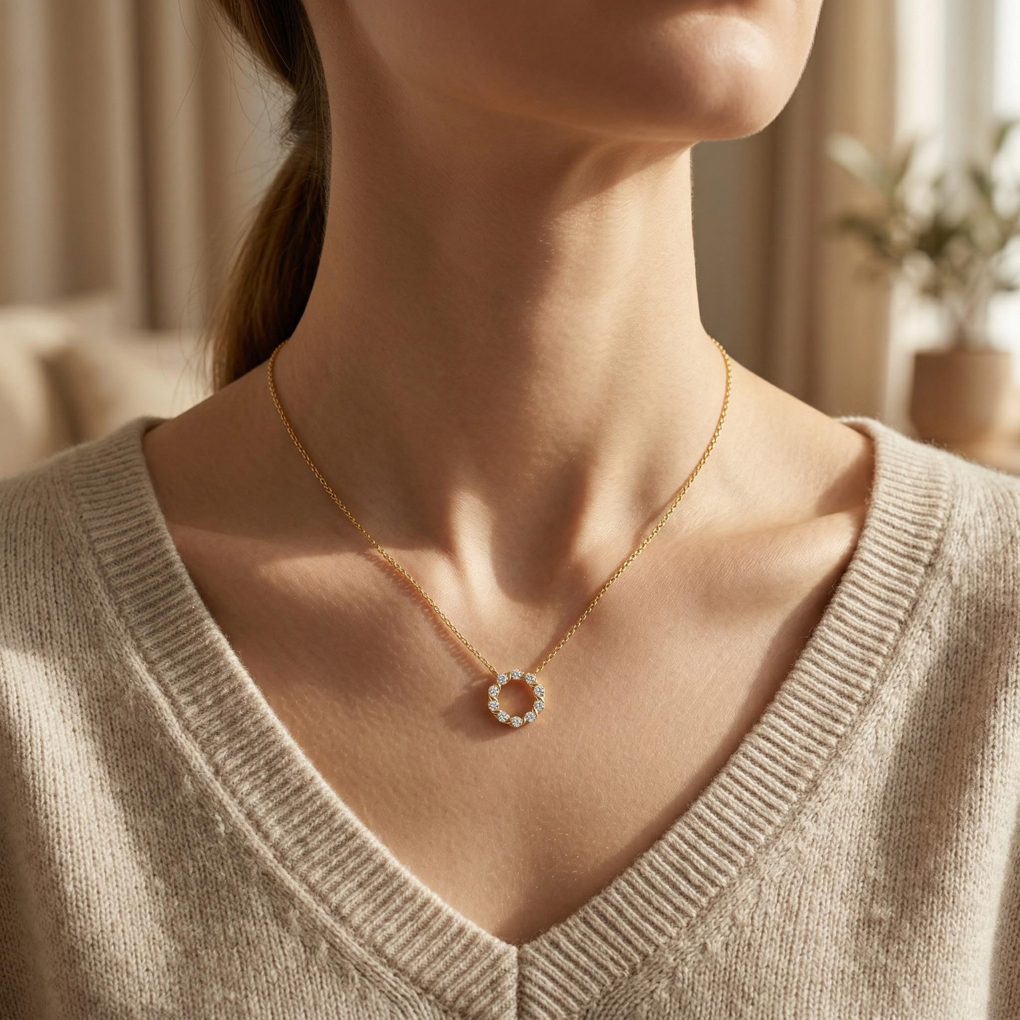 2.0 ct.tw. Wreath Round Cut VVS Moissanite S925 Silver Pendant Necklace