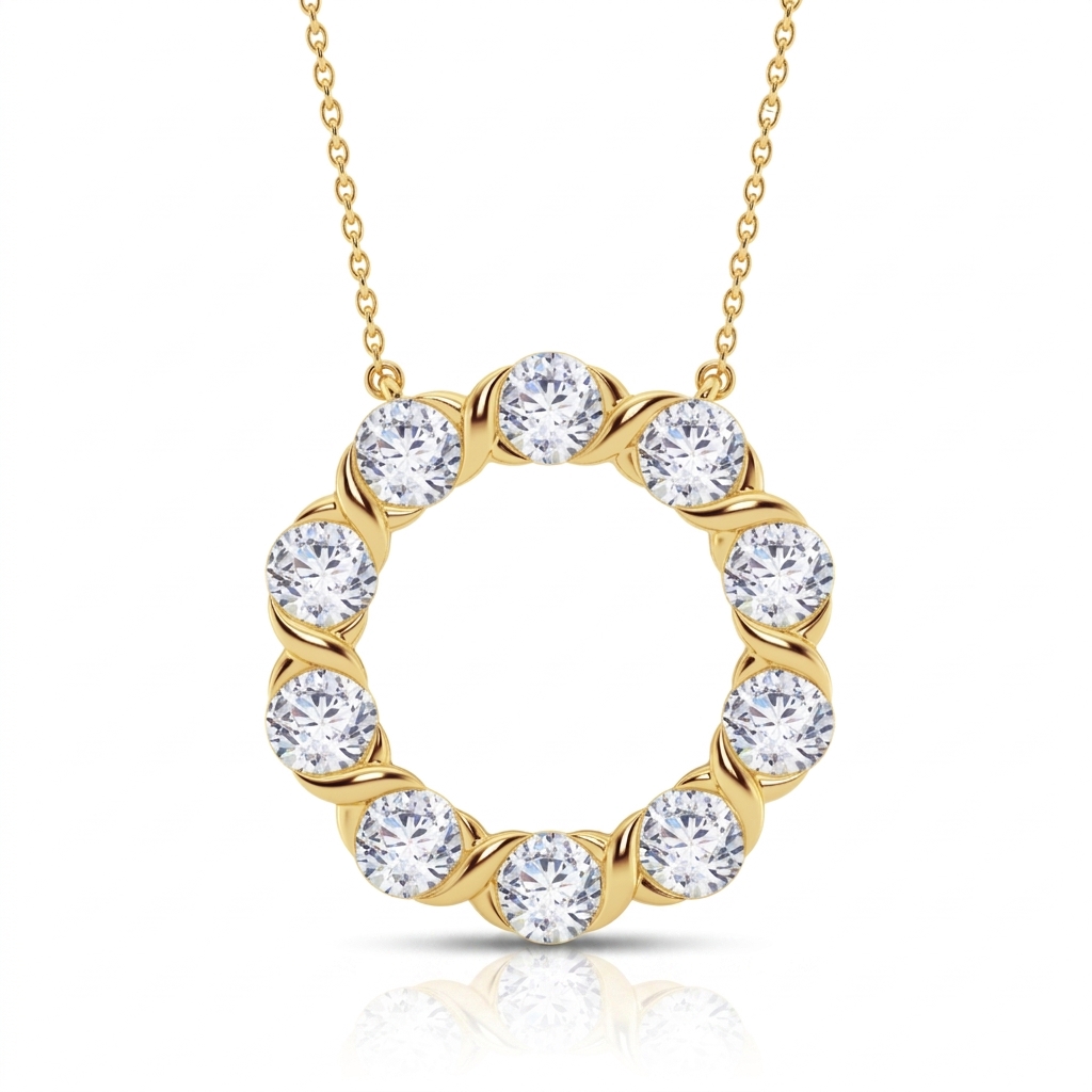 0.7 ct.tw. Wreath Round Cut VVS Moissanite S925 Silver Pendant Necklace 0.7 ct.tw. Wreath Round Cut VVS Moissanite S925 Silver Pendant Necklace