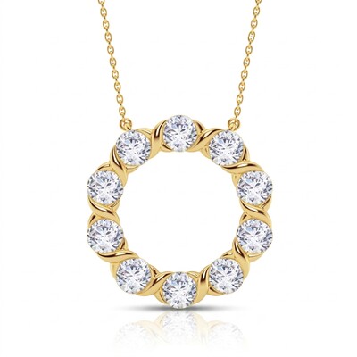 0.7 ct.tw. Wreath Round Cut VVS Moissanite S925 Silver Pendant Necklace