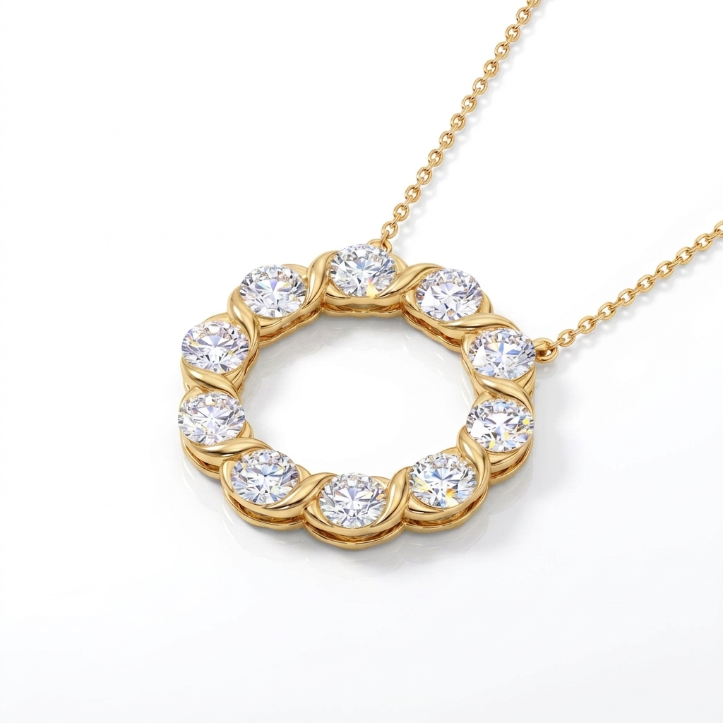 0.7 ct.tw. Wreath Round Cut VVS Moissanite S925 Silver Pendant Necklace 0.7 ct.tw. Wreath Round Cut VVS Moissanite S925 Silver Pendant Necklace