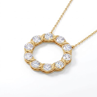 0.7 ct.tw. Wreath Round Cut VVS Moissanite S925 Silver Pendant Necklace