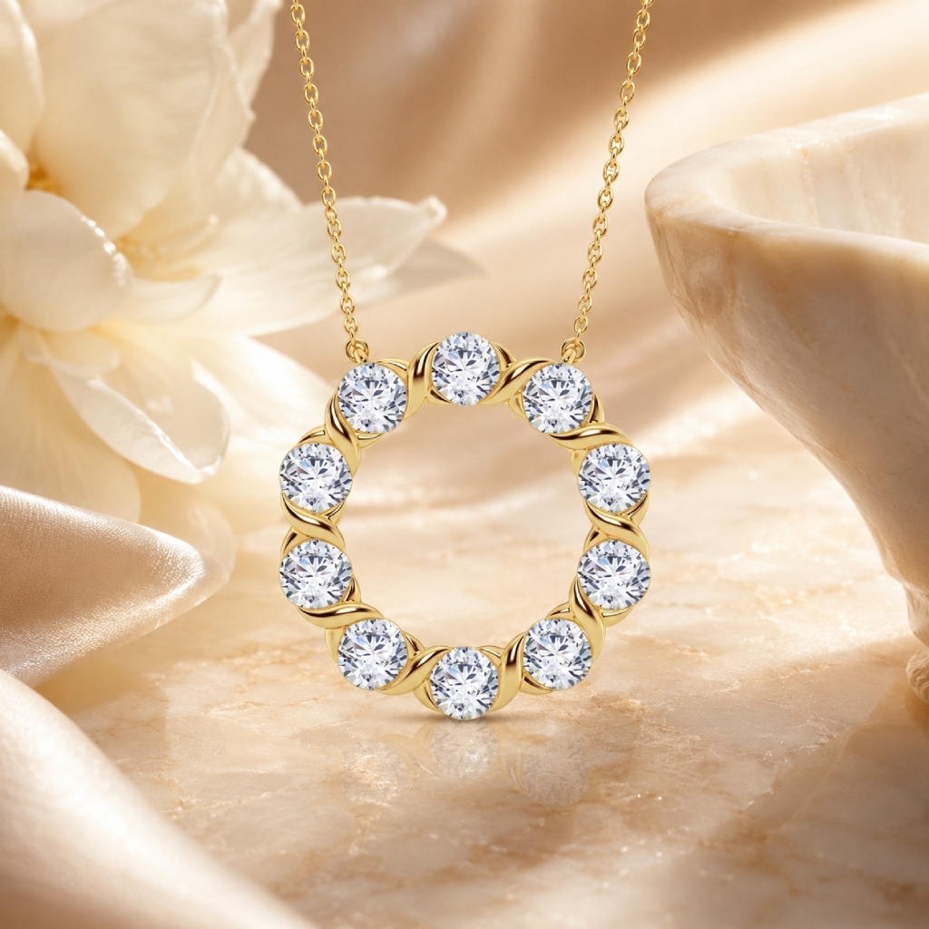 0.7 ct.tw. Wreath Round Cut VVS Moissanite S925 Silver Pendant Necklace 0.7 ct.tw. Wreath Round Cut VVS Moissanite S925 Silver Pendant Necklace