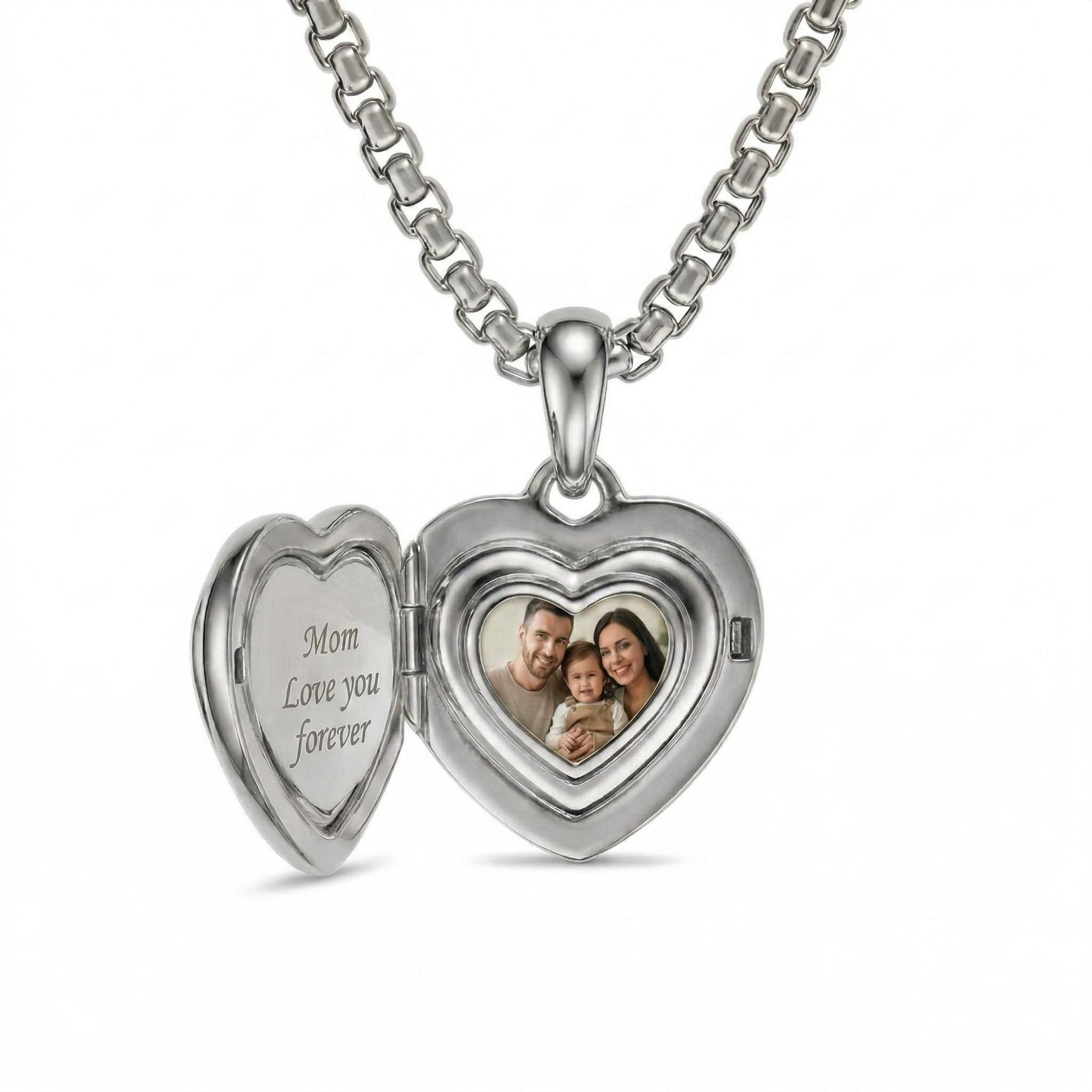 Customizable Photo Heart-shape VVS Moissanite S925 Silver Pendant Necklace