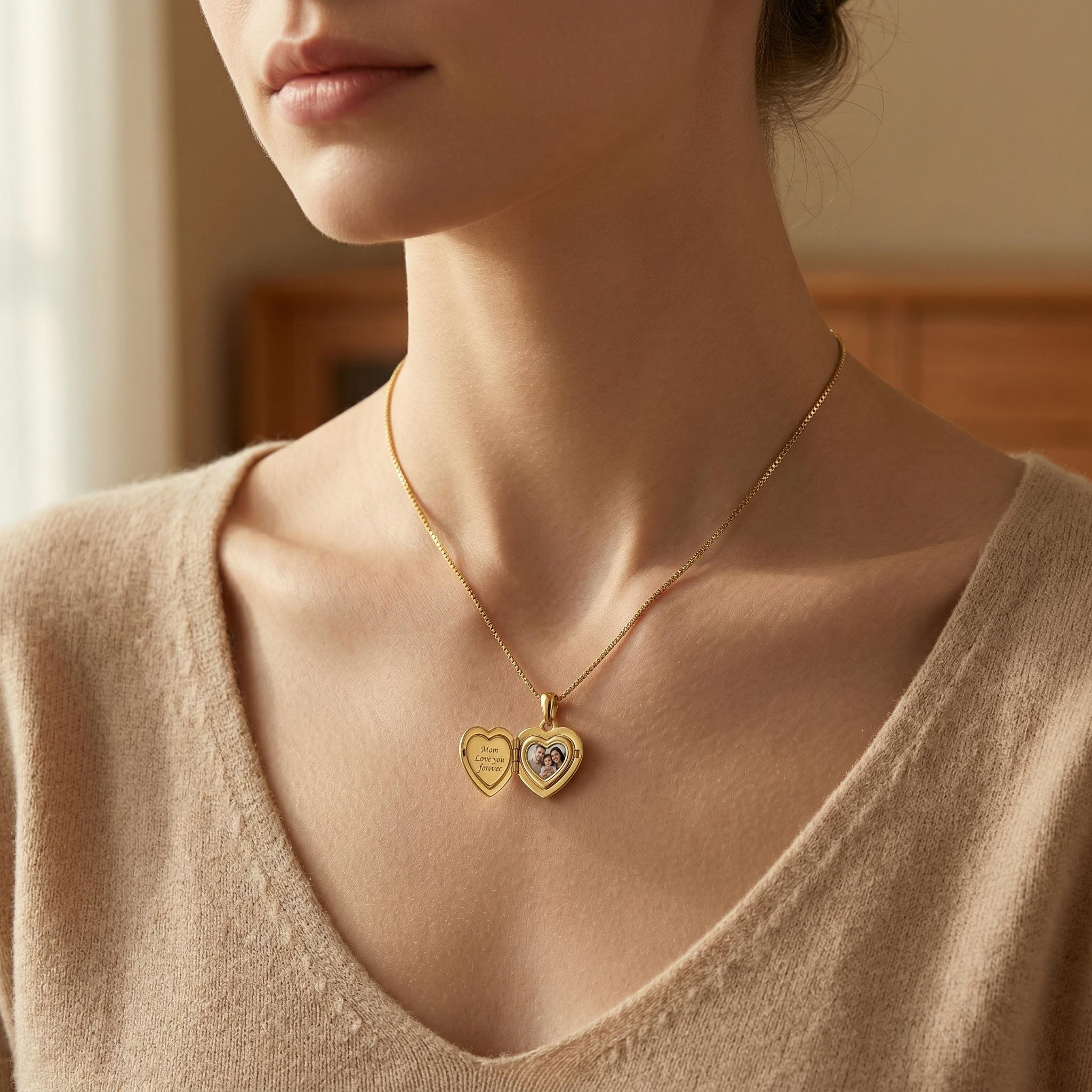 Customizable Photo Heart-shape VVS Moissanite S925 Silver Pendant Necklace