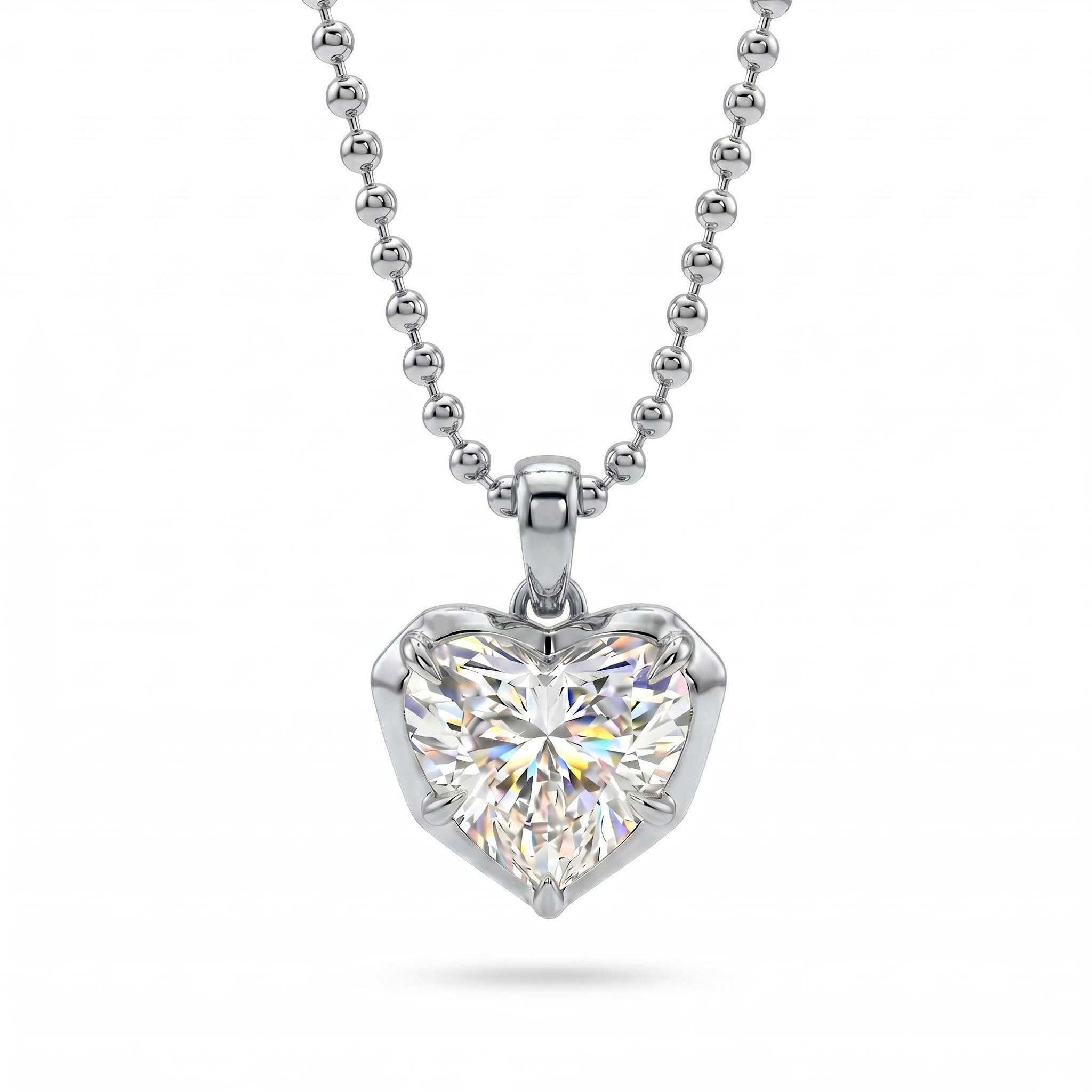 2.0 ct.tw. Sparkling Heart Cut Pendant Necklace