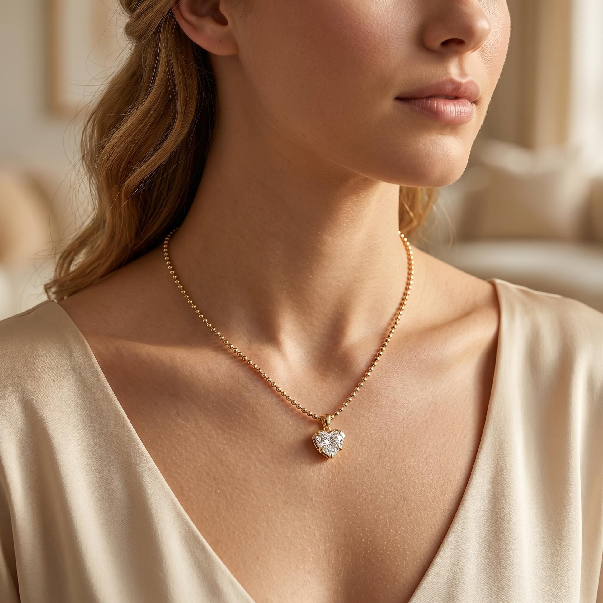 2.0 ct.tw. Sparkling Heart Cut Pendant Necklace