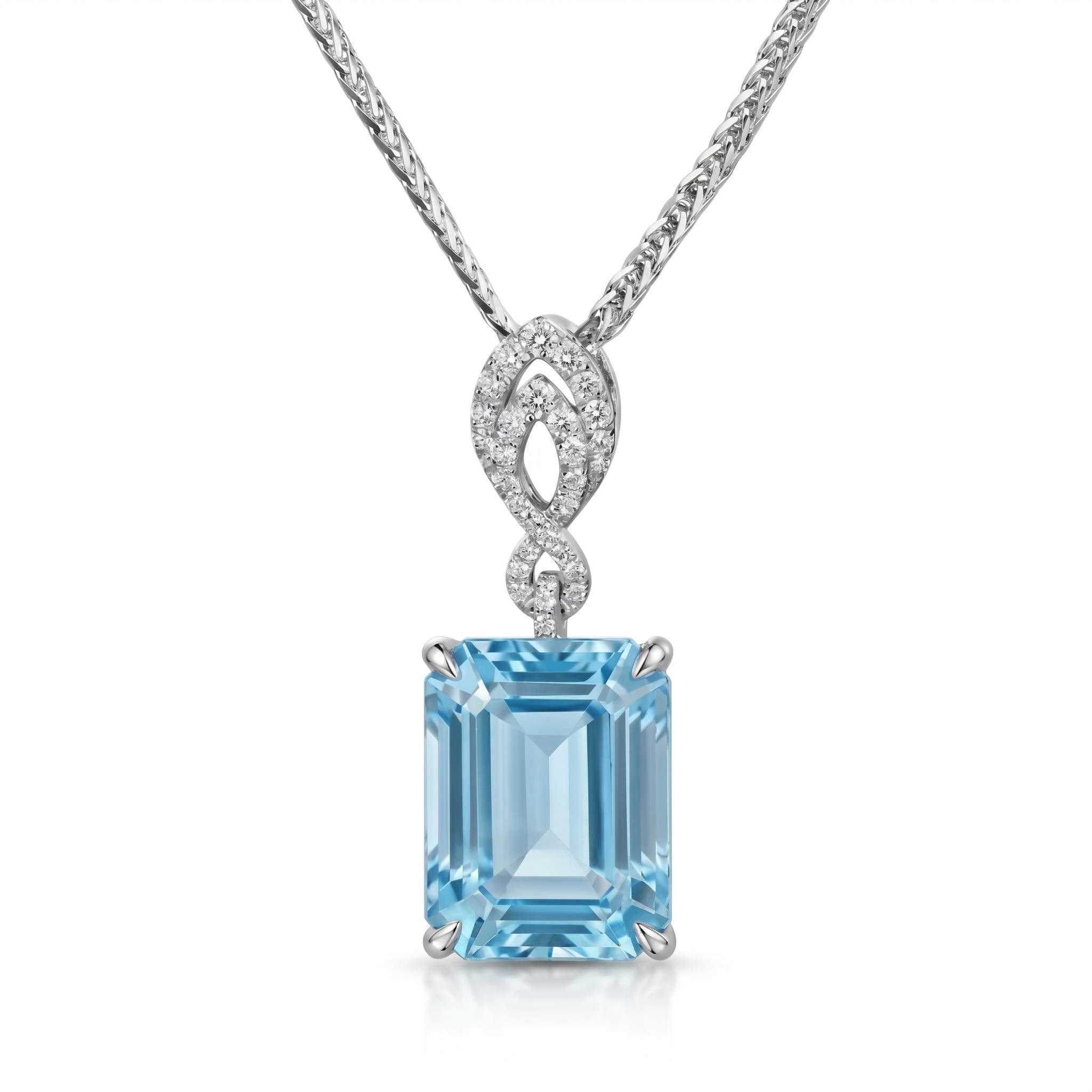 4.36 ct.tw. Elegant Sky Blue Emerald Cut Pendant Necklace