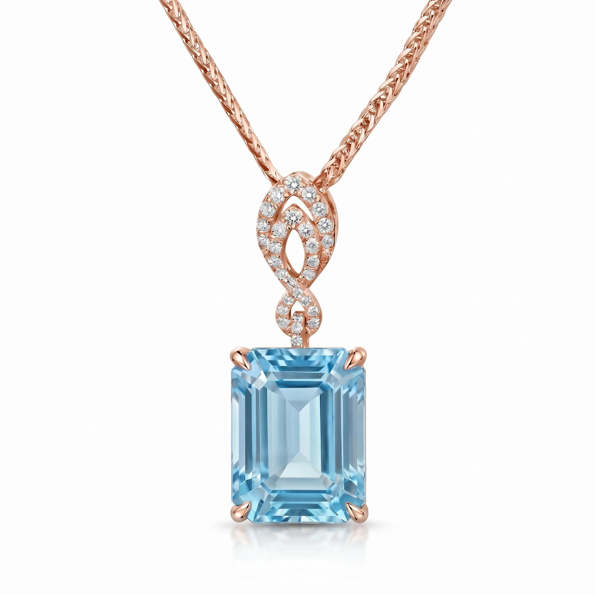 4.36 ct.tw. Elegant Sky Blue Emerald Cut Pendant Necklace