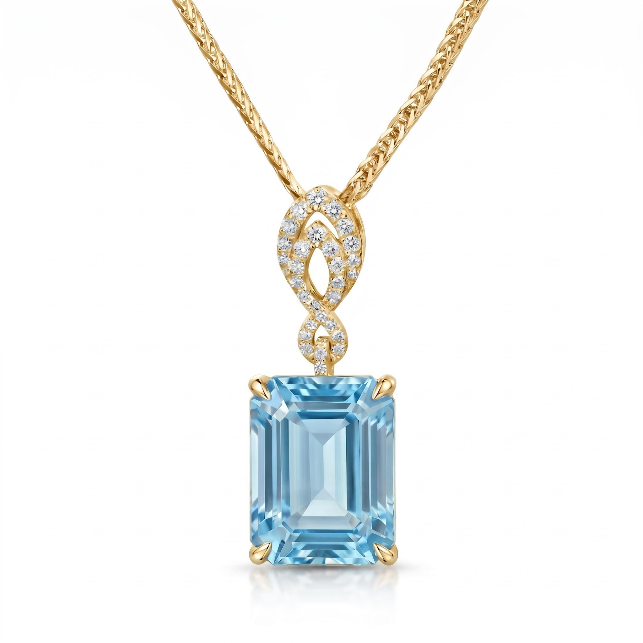 4.36 ct.tw. Elegant Sky Blue Emerald Cut Pendant Necklace