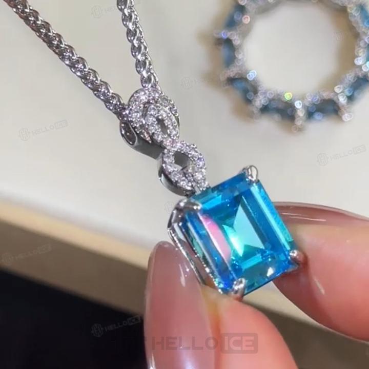 8.14 ct.tw. Elegant Sky Blue Emerald Cut Pendant Necklace 8.14 ct.tw. Elegant Sky Blue Emerald Cut Pendant Necklace