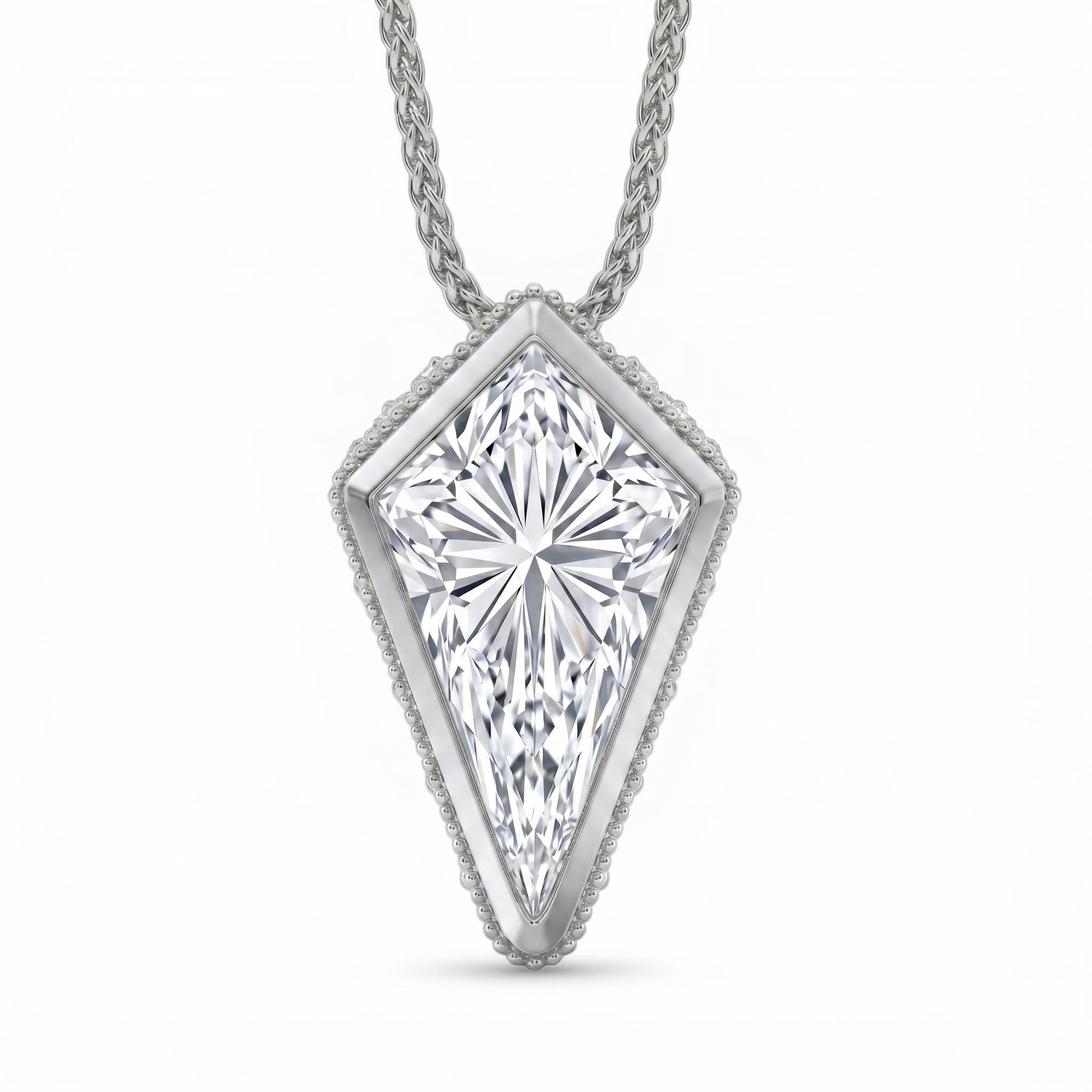 2.24 ct.tw. Elegant Kite Shape with Marquise Side Stone Pendant Necklace