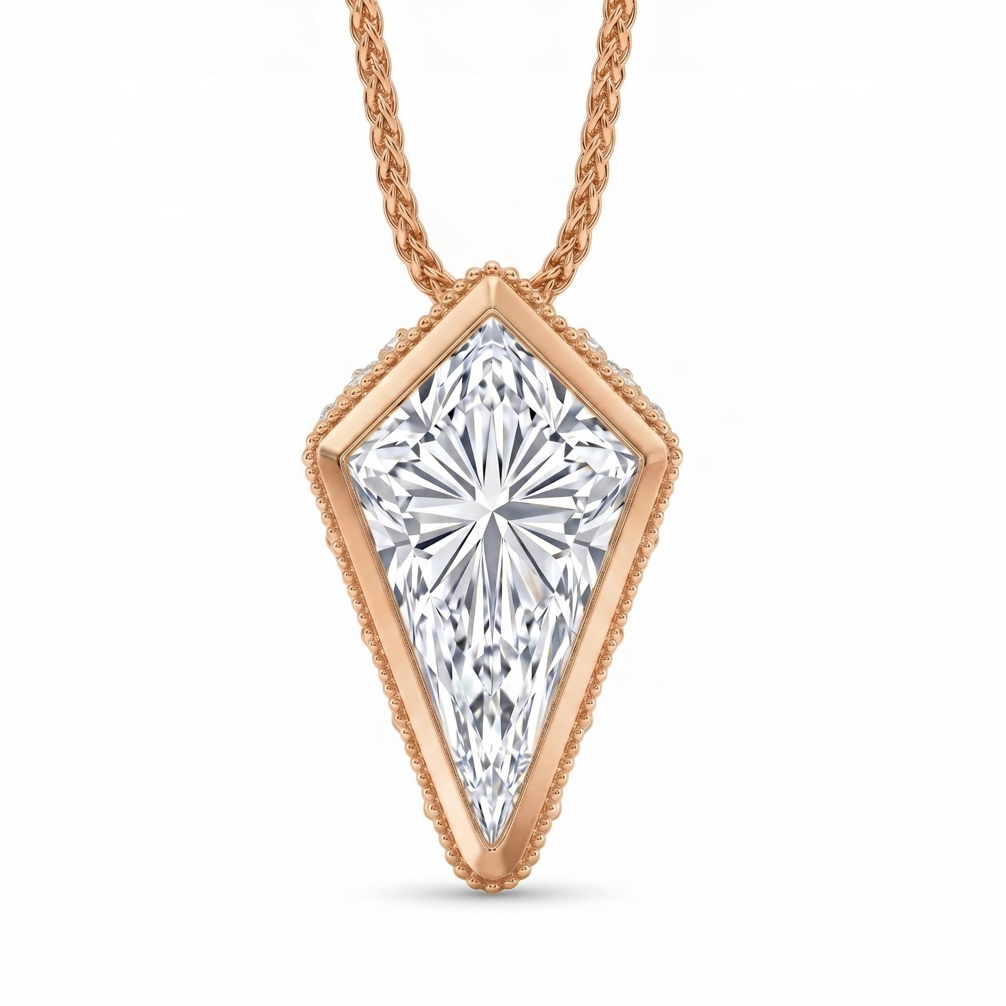 2.24 ct.tw. Elegant Kite Shape with Marquise Side Stone Pendant Necklace
