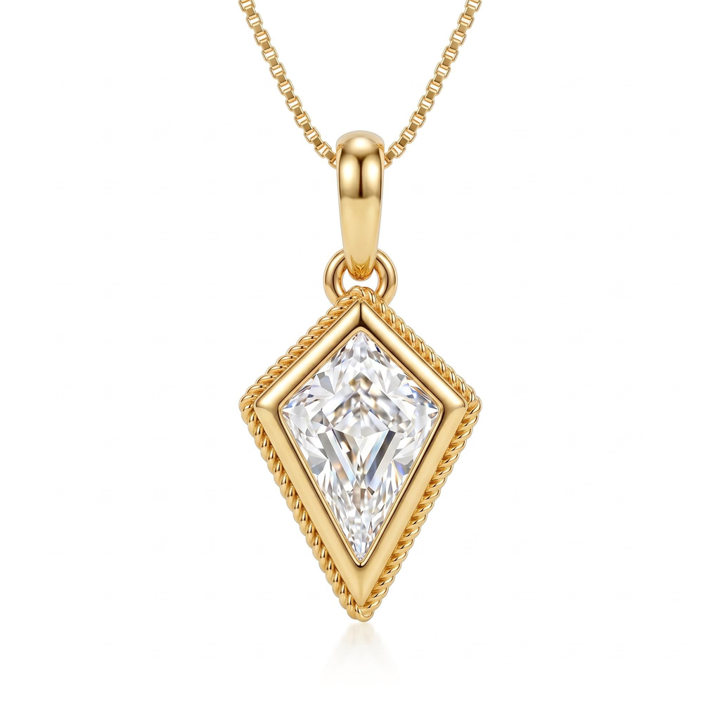 2.32 ct.tw. Elegant Kite Shape with Marquise Side Stone Pendant Necklace