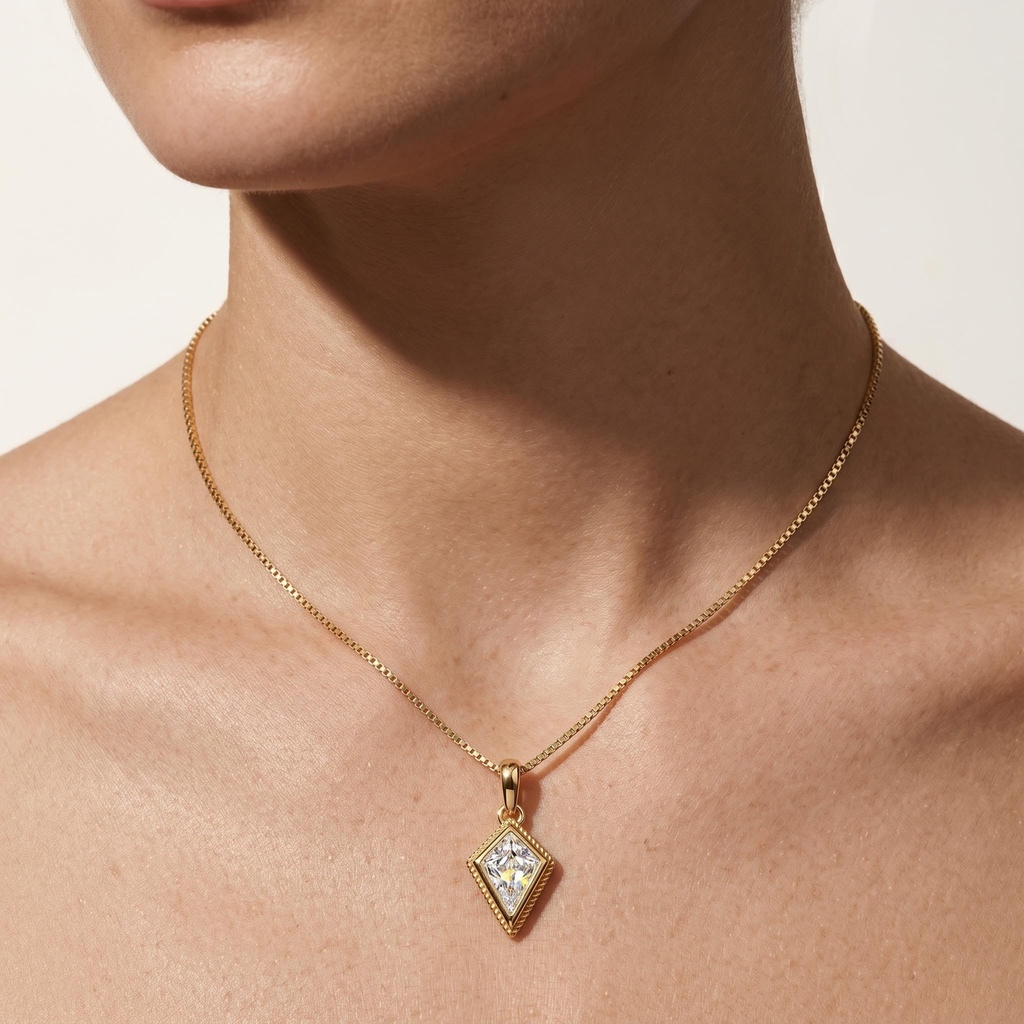 2.32 ct.tw. Elegant Kite Shape with Marquise Side Stone Pendant Necklace