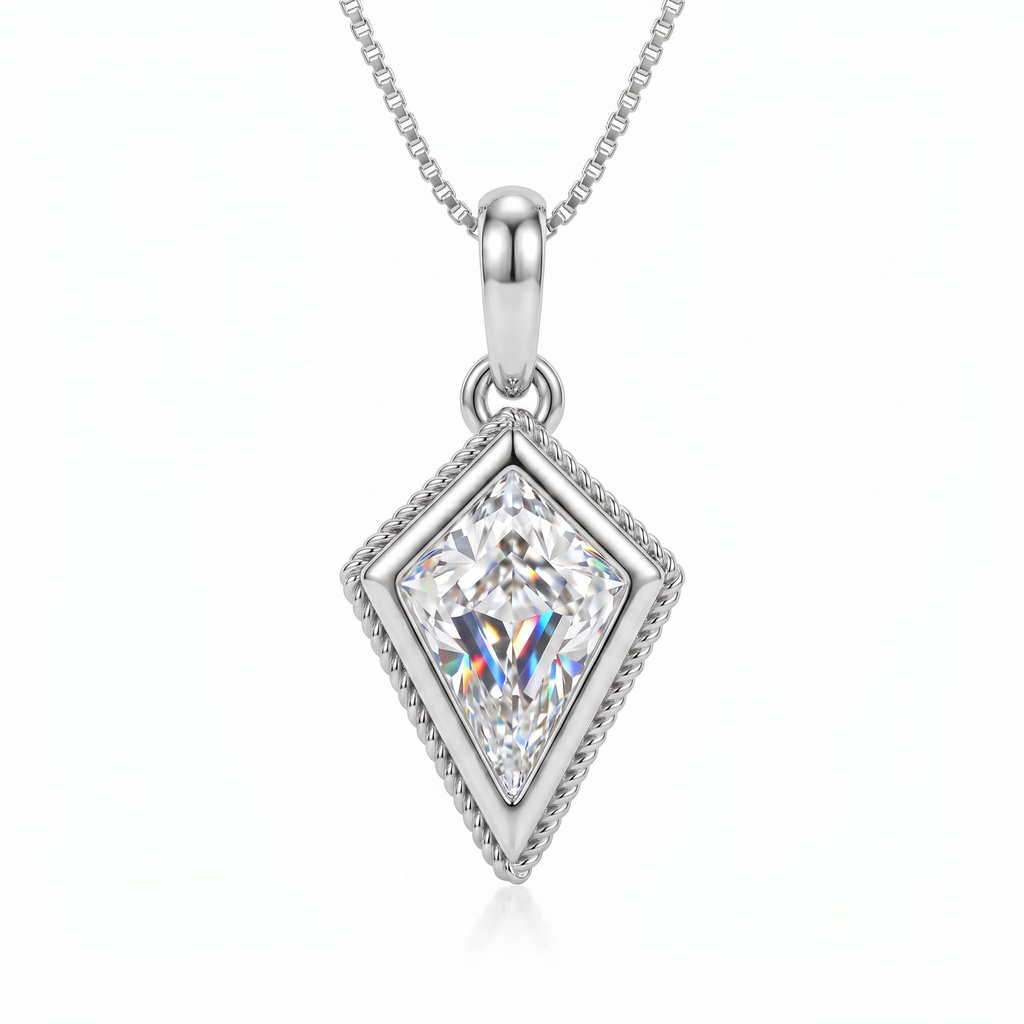 2.32 ct.tw. Elegant Kite Shape with Marquise Side Stone Pendant Necklace