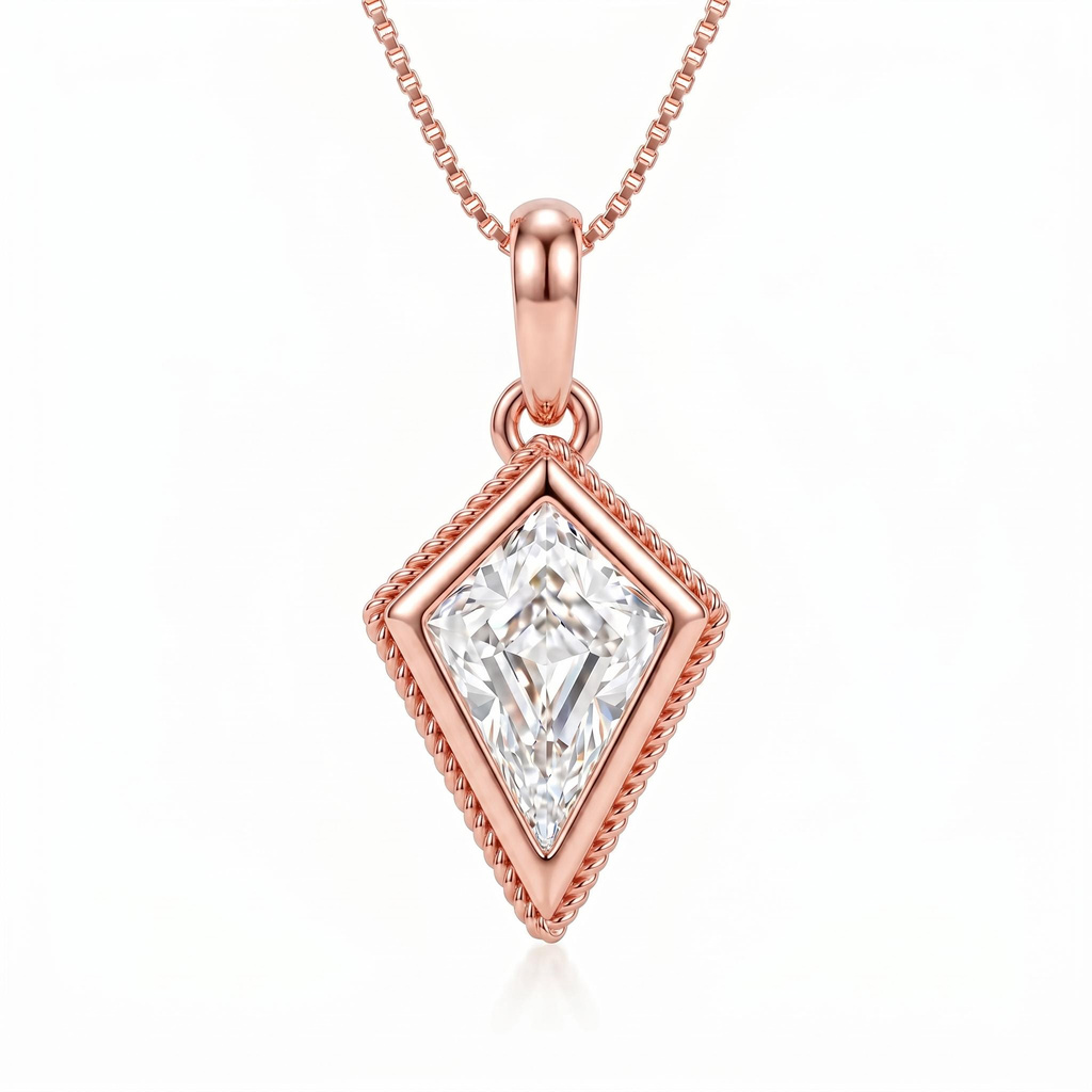2.32 ct.tw. Elegant Kite Shape with Marquise Side Stone Pendant Necklace