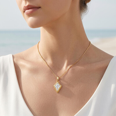 2.32 ct.tw. Elegant Kite Shape Moissanite VVS1 with Side Stone Pendant Necklace