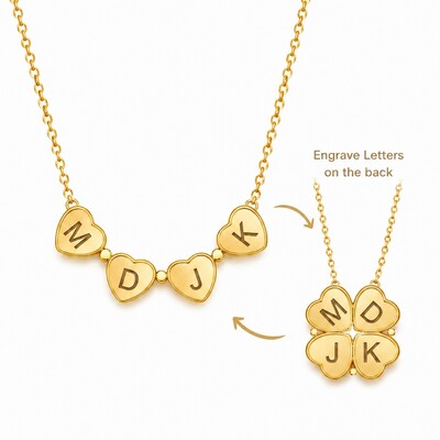 Personalized Birthstone 2in1 Lucky Clover Heart Cut Pendant