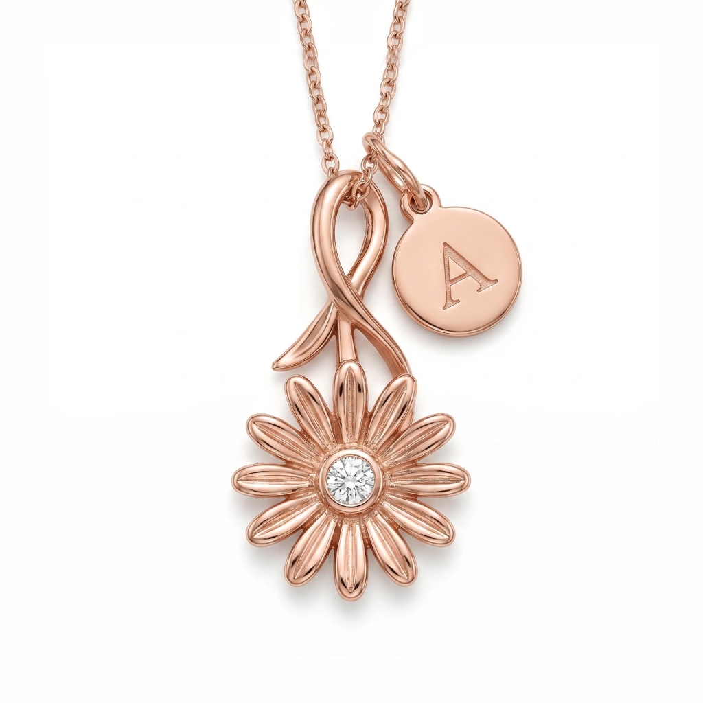 Custom Initial Letters with Birthflower Pendant