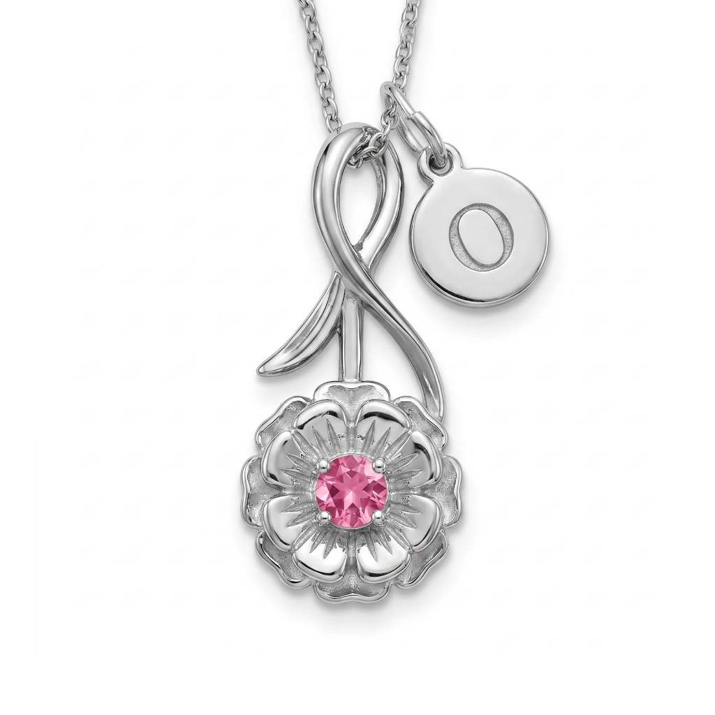 Custom Initial Letters with Birthflower Pendant