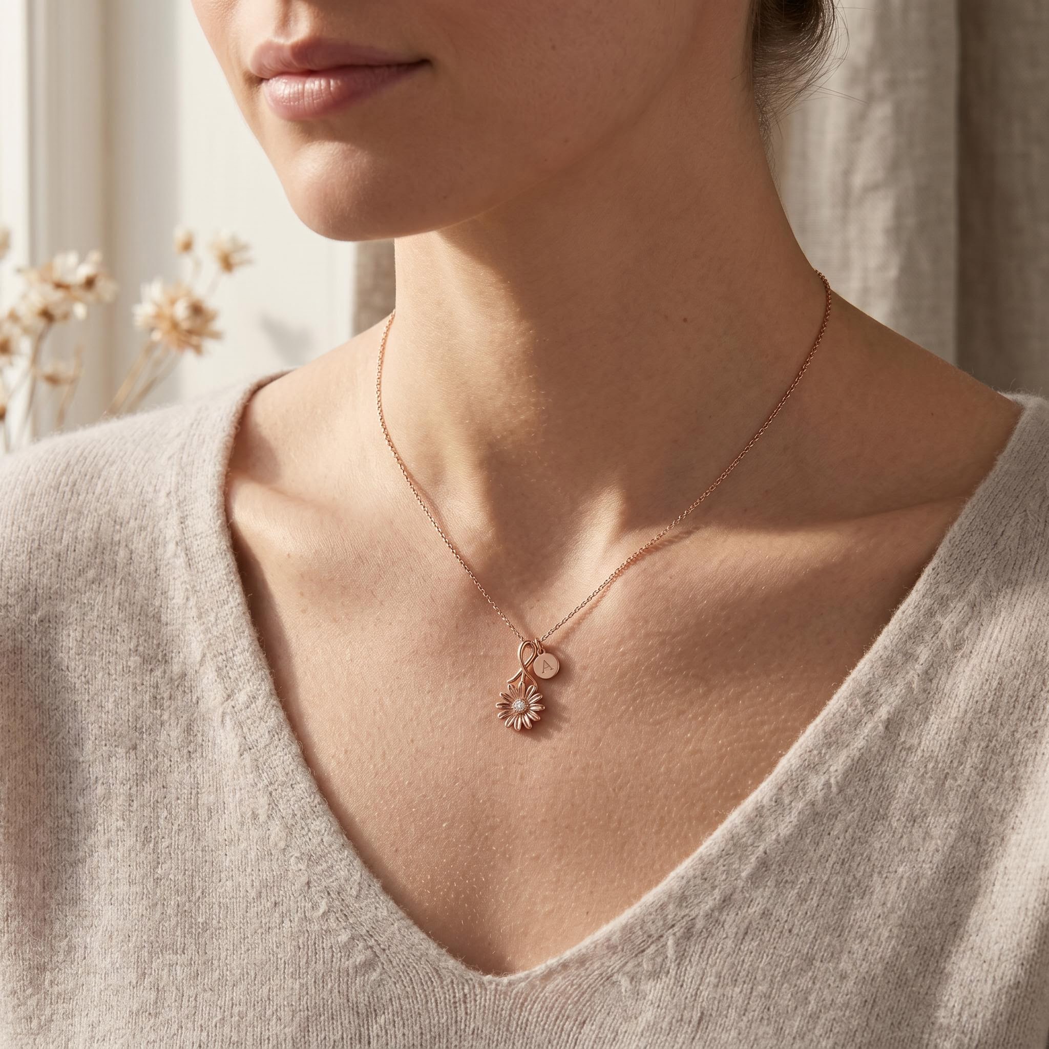 Custom Initial Letters with Birthflower Pendant