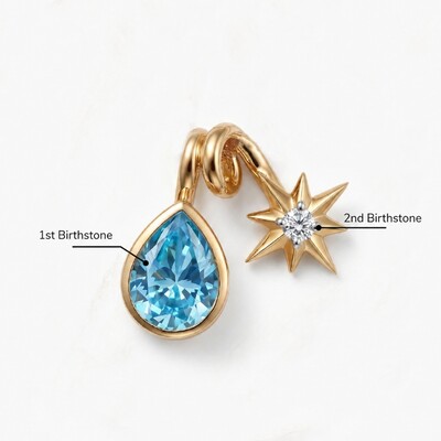 Personalized Birthstone Drop-shape with Star Pendant