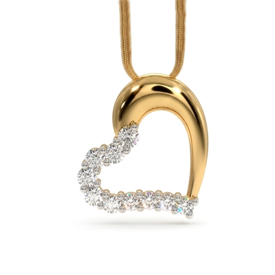 1.2 ct.tw. Half Diamond Half Polished Heart-shaped Pendant