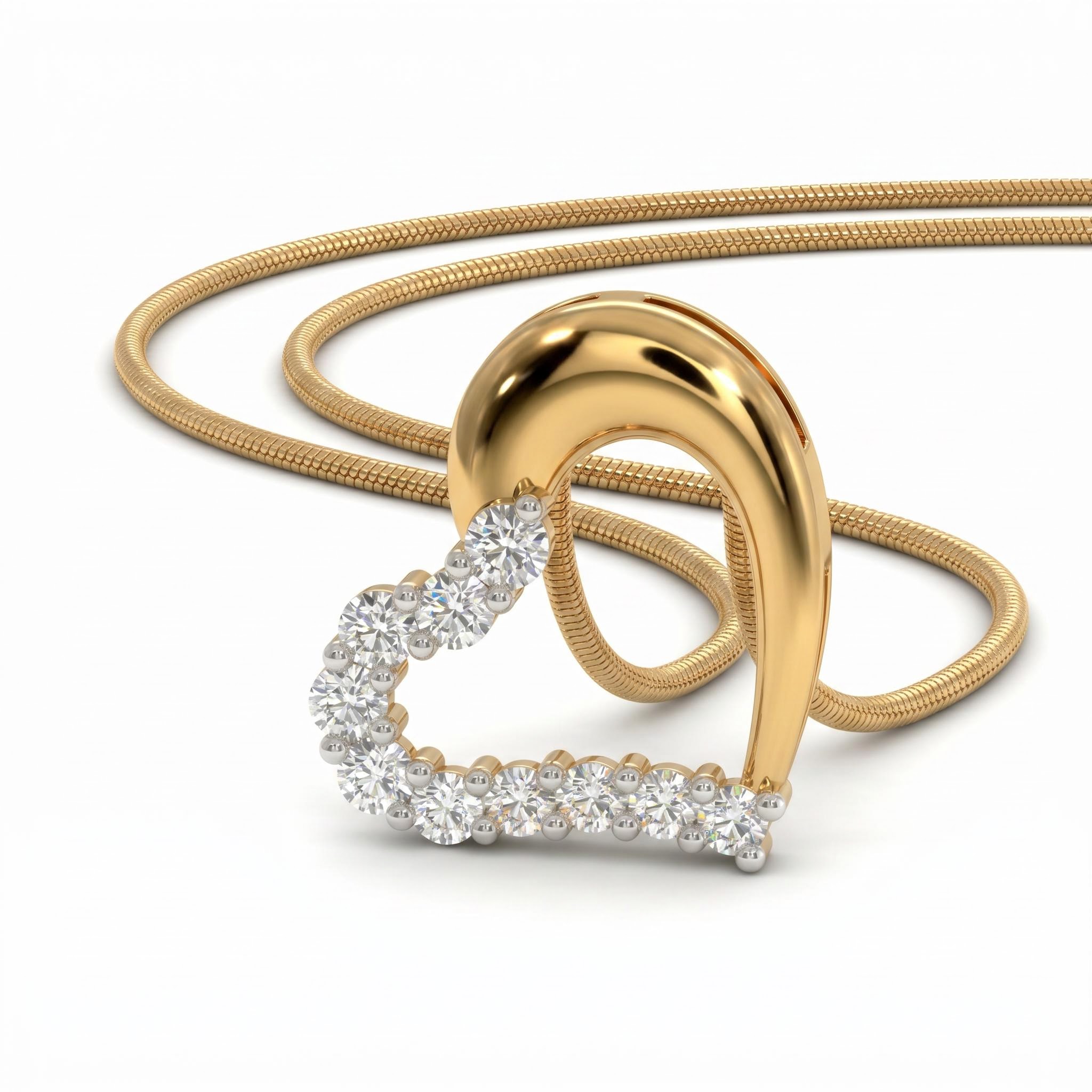 1.2 ct.tw. Half Diamond Half Polished Heart-shaped Pendant