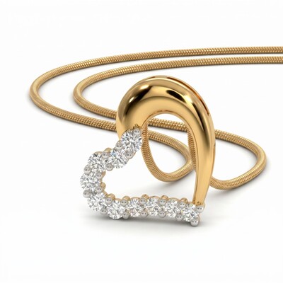 1.2 ct.tw. Half Diamond Half Polished Heart-shaped Pendant