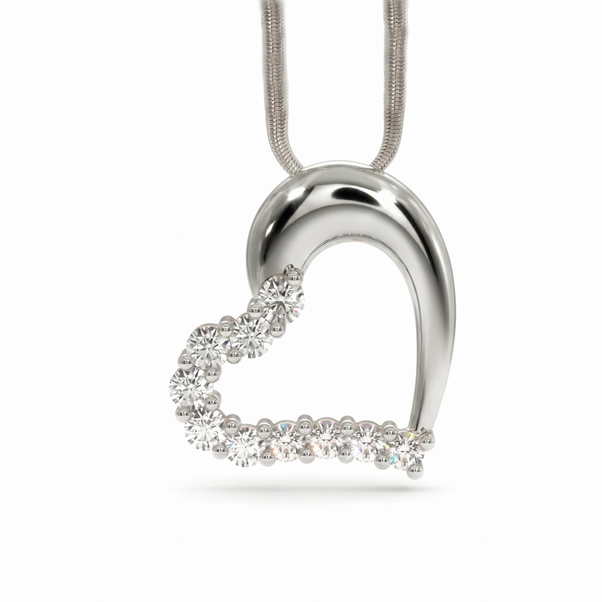 1.2 ct.tw. Half Diamond Half Polished Heart-shaped Pendant