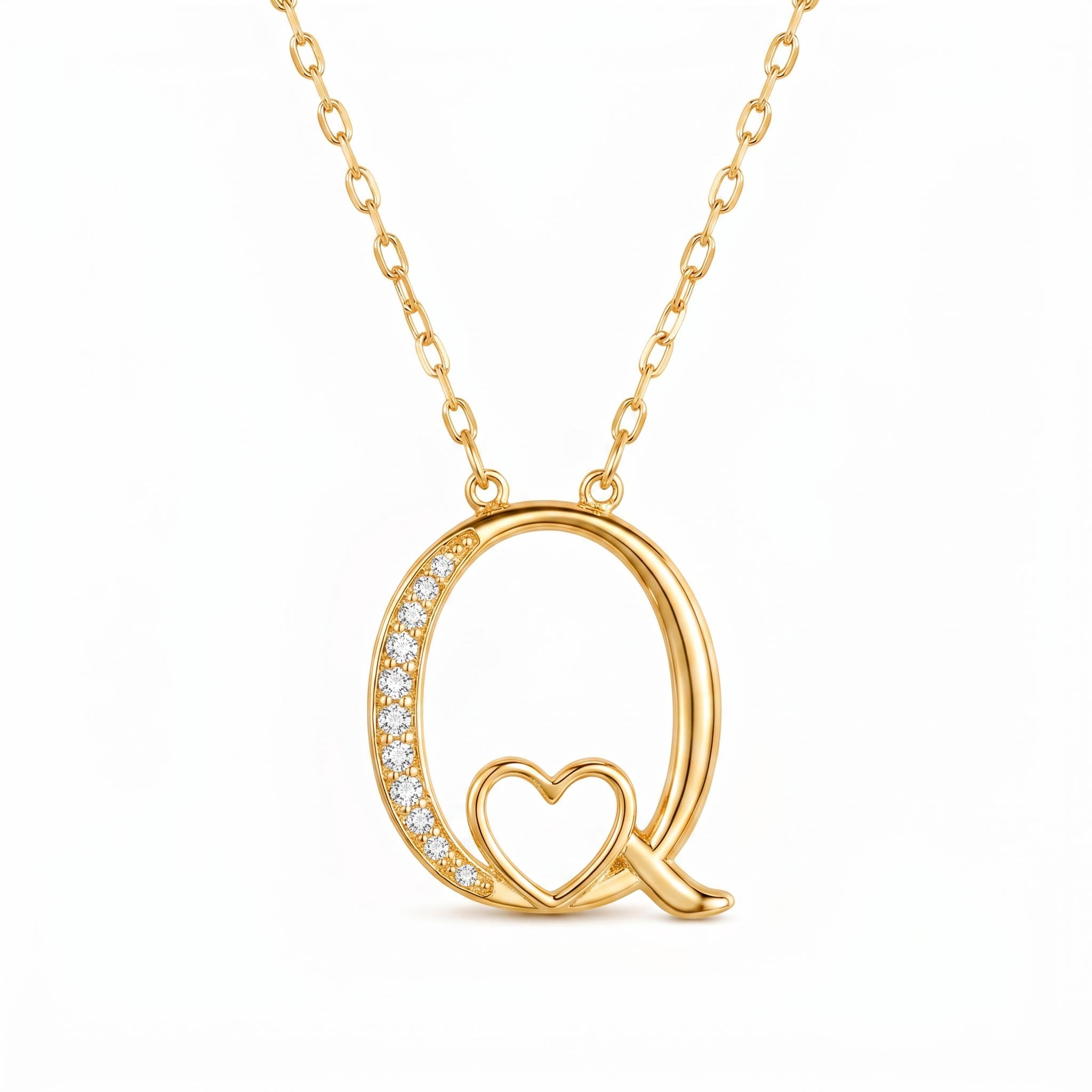 0.2 ct.tw. Alphabet Letters with Heart Pendant