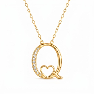 0.2 ct.tw. Alphabet Letters with Heart Pendant
