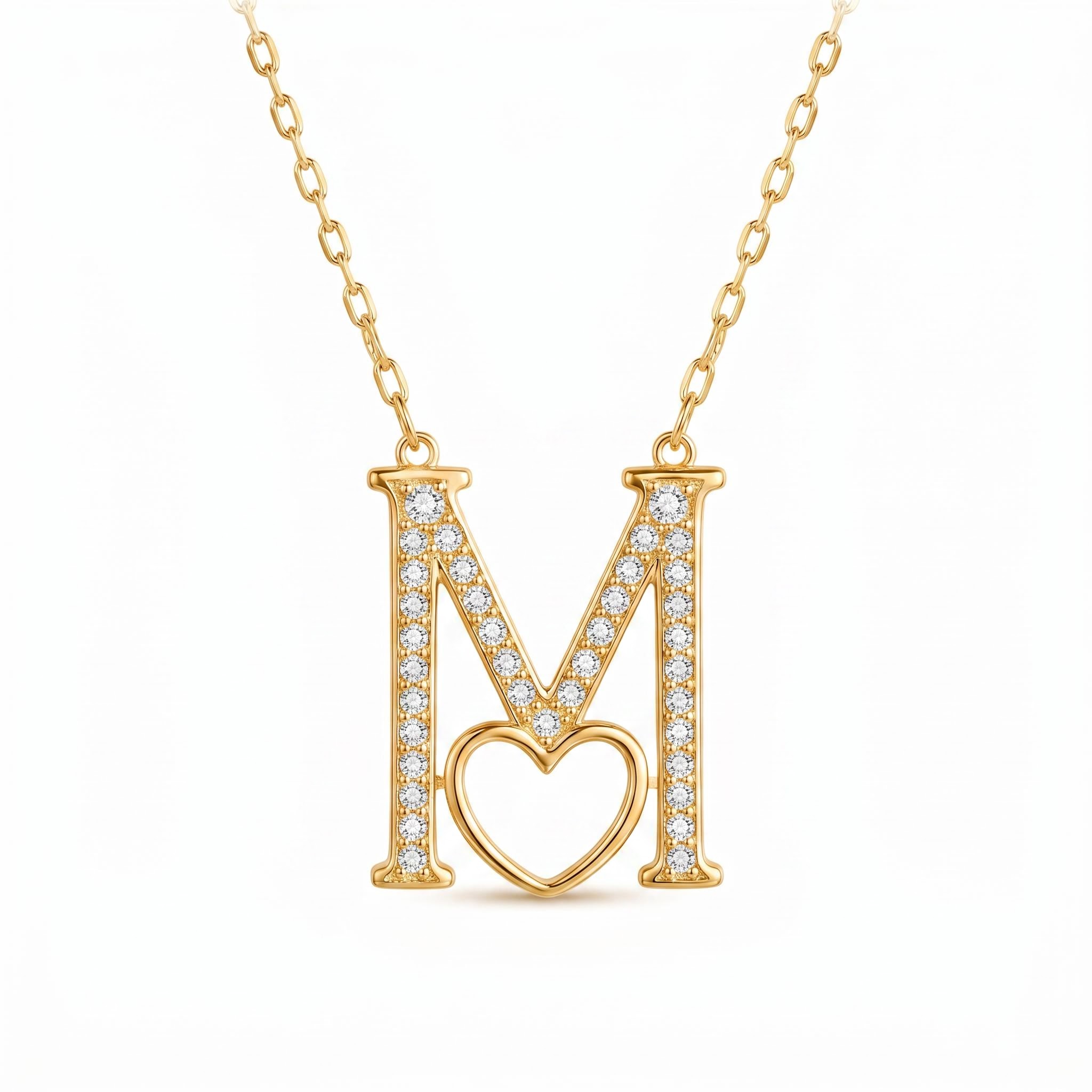 0.2 ct.tw. Alphabet Letters with Heart Pendant