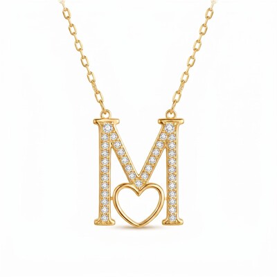 0.2 ct.tw. Alphabet Letters with Heart Pendant