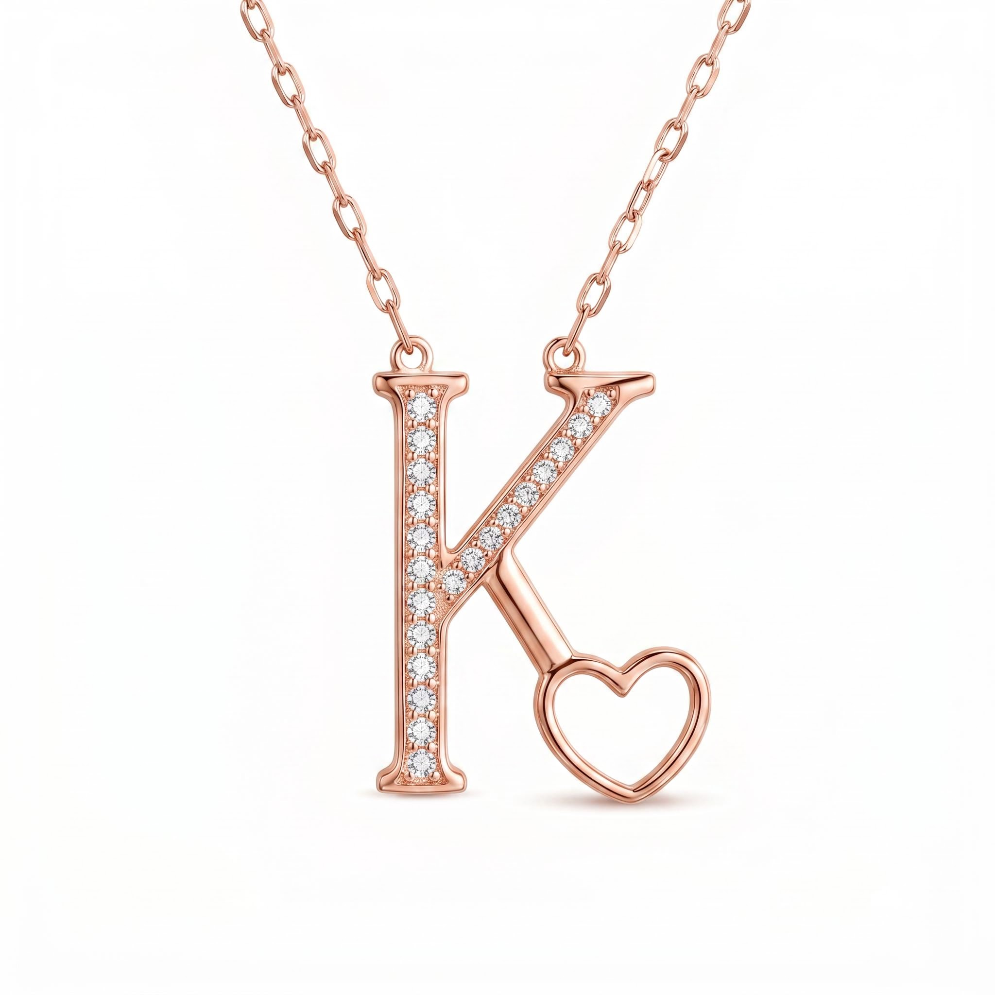 0.2 ct.tw. Alphabet Letters with Heart Pendant